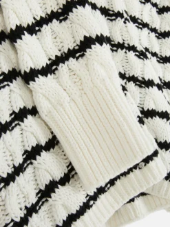 Pulls Et Gilets|Primark Pull En Maille Torsadée à Rayures Blanc/Noir