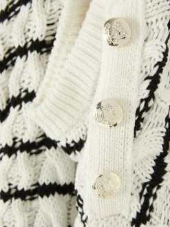 Pulls Et Gilets|Primark Pull En Maille Torsadée à Rayures Blanc/Noir