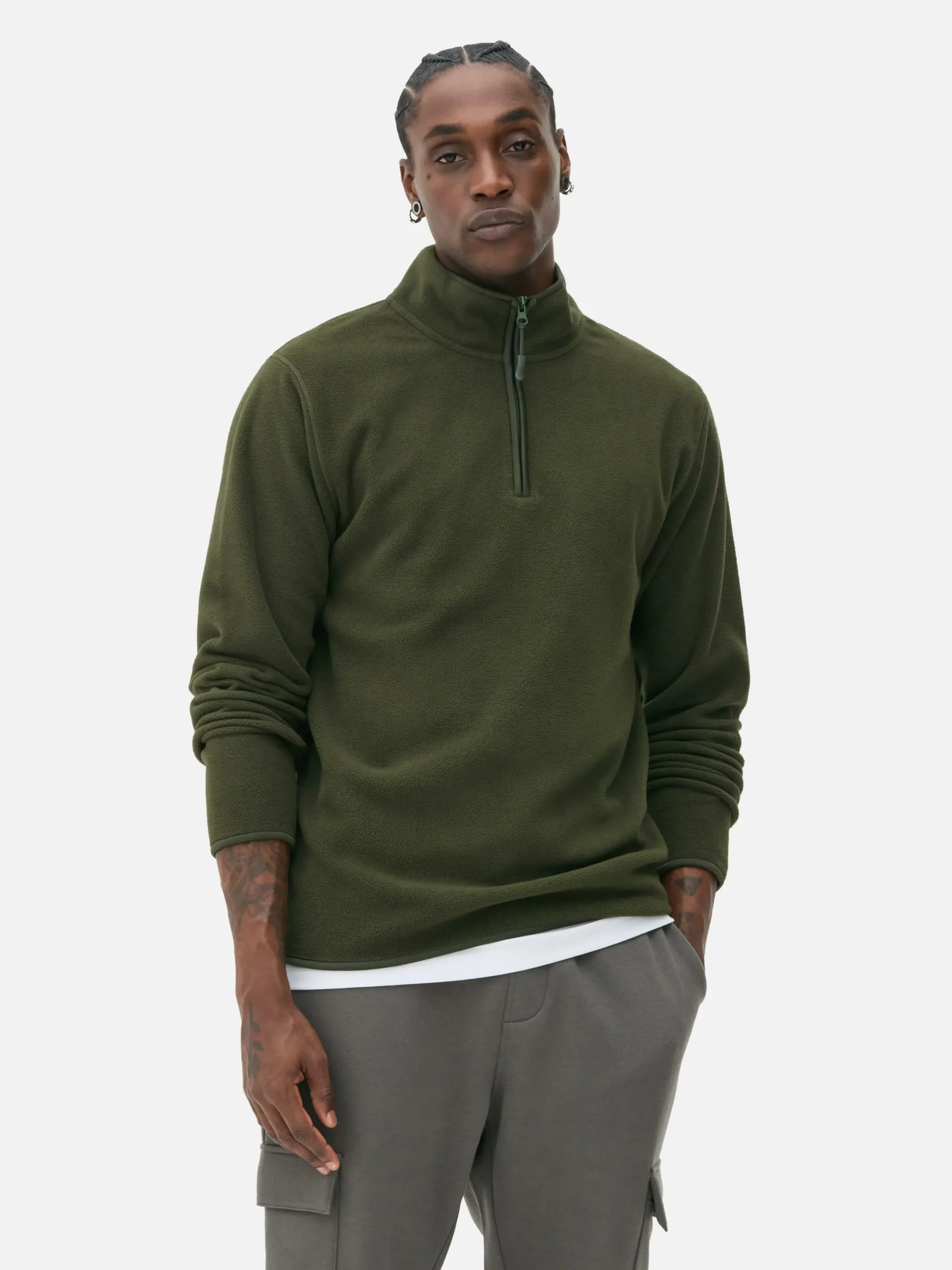 Pulls Et Gilets|Sweats À Capuche Et Sweat-Shirts|Primark Pull En Molleton à Col Zippé Kaki