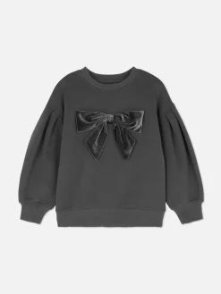 Sweats À Capuche Et Sweat-Shirts|Primark Pull En Velours à Manches Bouffantes Avec Nœud Anthracite