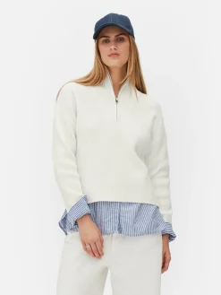 Pulls Et Gilets|Primark Pull Tricoté à Encolure Zippée Blanc