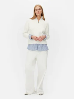 Pulls Et Gilets|Primark Pull Tricoté à Encolure Zippée Blanc