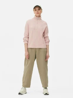 Pulls Et Gilets|Primark Pull Tricoté à Encolure Zippée Rose poudré