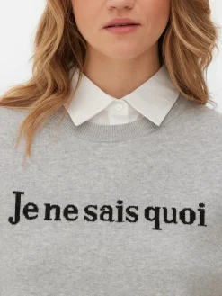 Pulls Et Gilets|Primark Pull Tricoté à Message Et Chemise Deux-en-un Gris