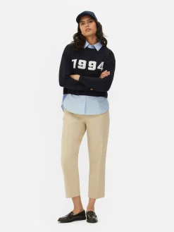 Pulls Et Gilets|Primark Pull Tricoté à Message Et Chemise Deux-en-un Bleu marine