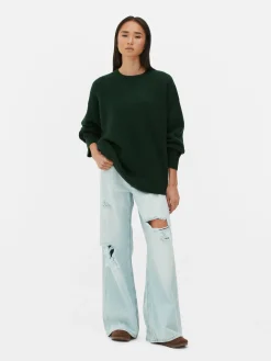 Pulls Et Gilets|Primark Pull Tricoté Avec Manches à Revers Vert foncé