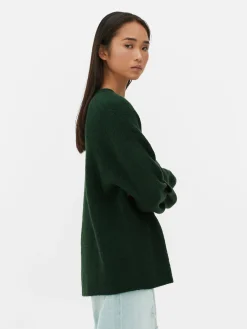 Pulls Et Gilets|Primark Pull Tricoté Avec Manches à Revers Vert foncé