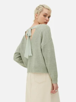 Pulls Et Gilets|Primark Pull Tricoté Avec Nœud Dans Le Dos Vert