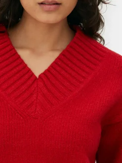 Pulls Et Gilets|Primark Pull Tricoté épais à Col En V Rouge