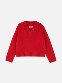Pulls Et Gilets|Primark Pull Tricoté épais à Col En V Rouge