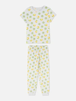 Ensembles Pyjamas|Primark Pyjama à Manches Courtes En Jersey Imprimé Gris