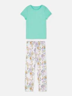 Ensembles Pyjamas|Primark Pyjama à Manches Courtes Et Motif Turquoise