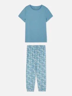Ensembles Pyjamas|Primark Pyjama à Manches Courtes Et Motif Bleu moyen