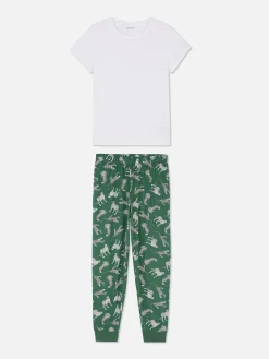 Ensembles Pyjamas|Primark Pyjama à Manches Courtes En Jersey Imprimé Vert