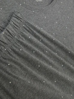 Ensembles Pyjamas|Primark Pyjama à Manches Courtes En Jersey Imprimé Anthracite