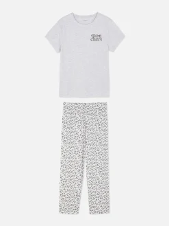 Ensembles Pyjamas|Primark Pyjama à Manches Courtes Graphique En Jersey Gris chiné