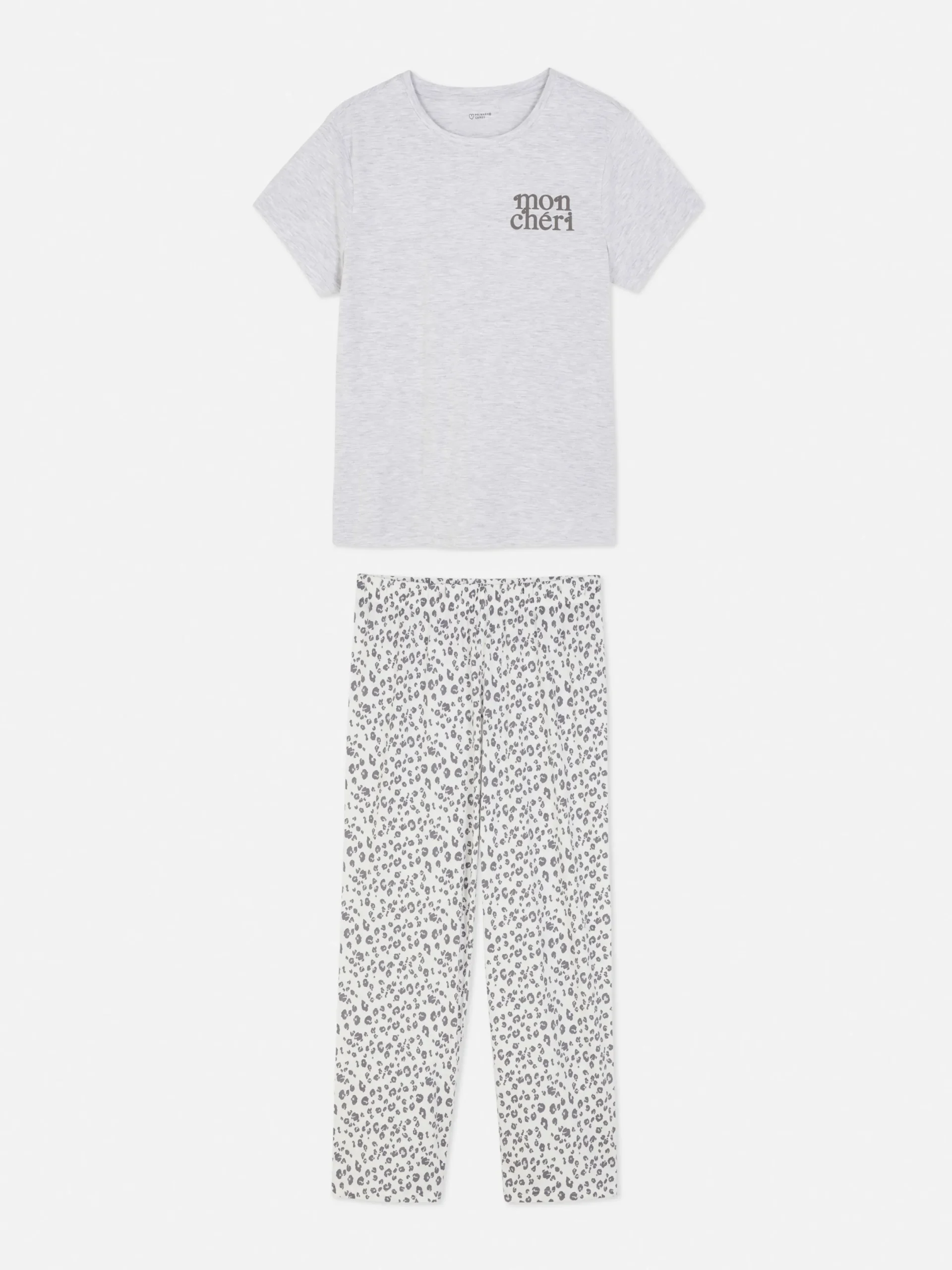 Ensembles Pyjamas|Primark Pyjama à Manches Courtes Graphique En Jersey Gris chiné