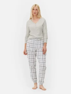 Ensembles Pyjamas|Primark Pyjama à Manches Longues Avec Bas à Carreaux Gris