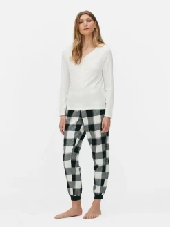 Ensembles Pyjamas|Primark Pyjama à Manches Longues Avec Bas à Carreaux Noir/Blanc