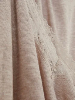 Ensembles Pyjamas|Primark Pyjama à Manches Longues Avec Finitions En Dentelle Moka