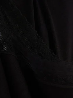 Ensembles Pyjamas|Primark Pyjama à Manches Longues Avec Finitions En Dentelle Noir