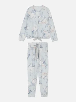 Ensembles Pyjamas|Primark Pyjama à Manches Longues Et Détail Nœud Bleu clair