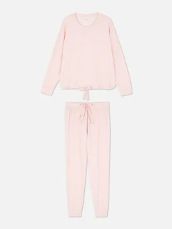 Ensembles Pyjamas|Primark Pyjama à Manches Longues Et Détail Nœud Rose clair