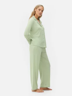 Ensembles Pyjamas|Primark Pyjama Boyfriend En Jersey à Manches Longues Vert