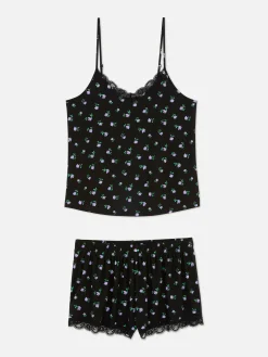 Ensembles Pyjamas|Primark Pyjama Caraco à Finitions En Dentelle Noir 2