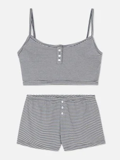 Ensembles Pyjamas|Primark Pyjama Caraco Court Et Short Bleu marine