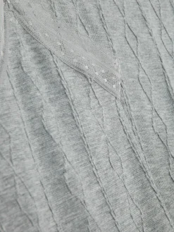 Ensembles Pyjamas|Primark Pyjama Caraco En Maille Torsadée Gris clair