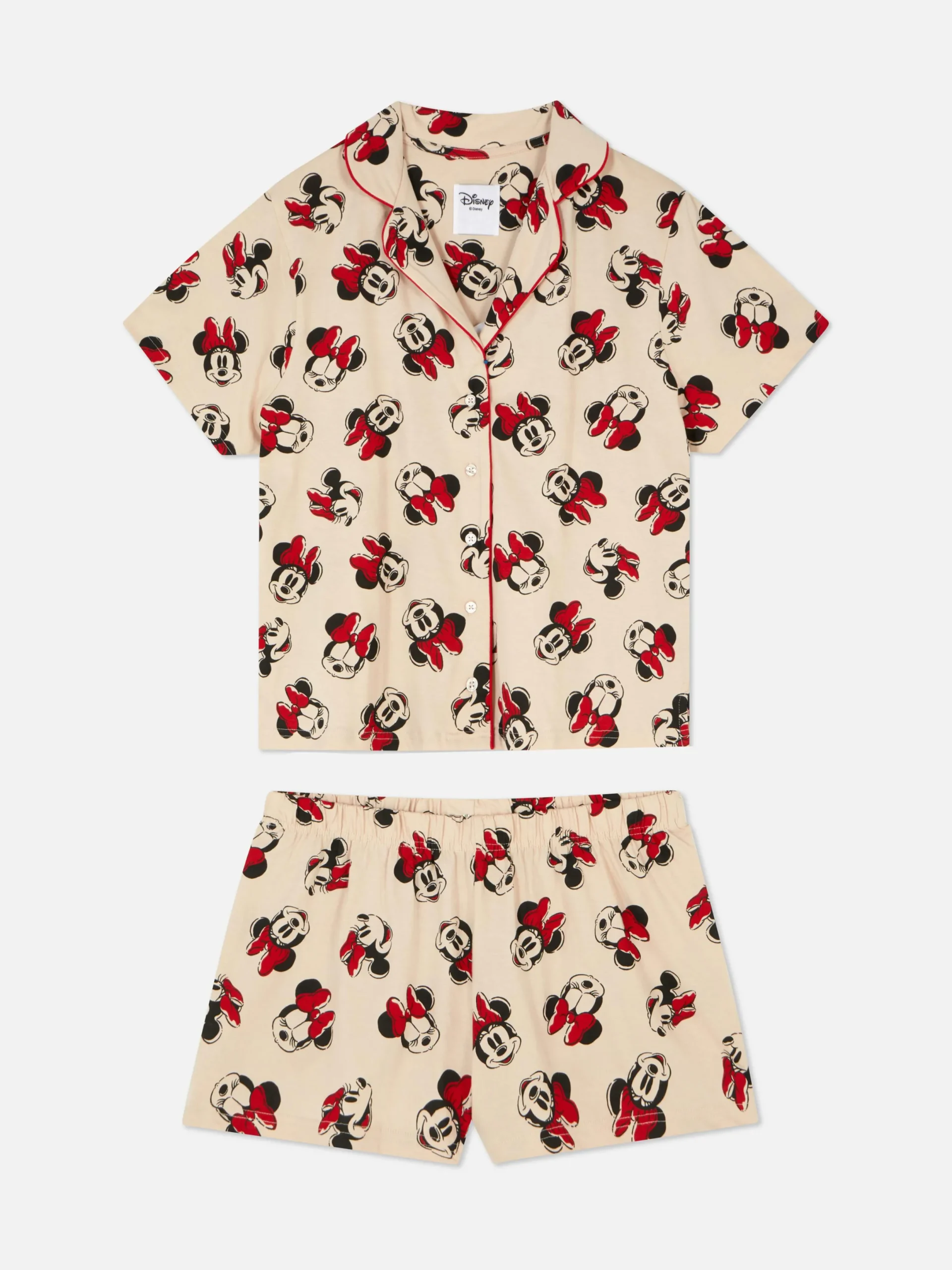 Ensembles Pyjamas|Primark Pyjama Chemise à Manches Courtes Disney Minnie Mouse Beige