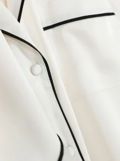 Ensembles Pyjamas|Primark Pyjama Chemise à Manches Longues En Satin Ivoire