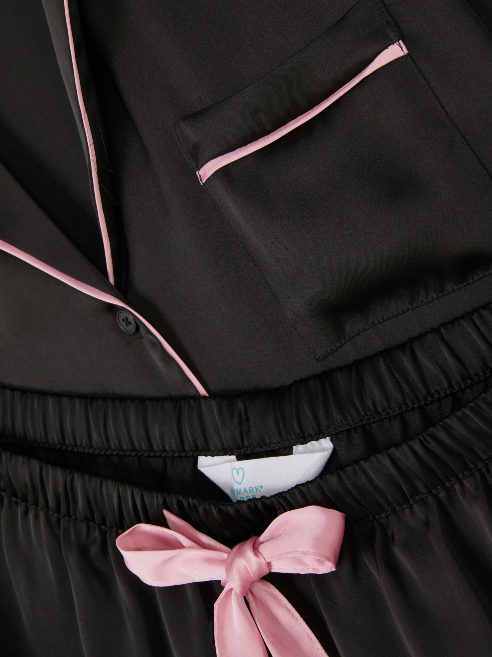 Ensembles Pyjamas|Primark Pyjama Chemise De Nuit Et Short En Satin Noir