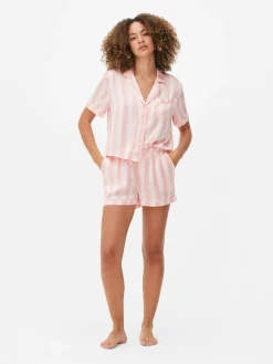 Ensembles Pyjamas|Primark Pyjama Chemise Et Short En Satin Rose clair