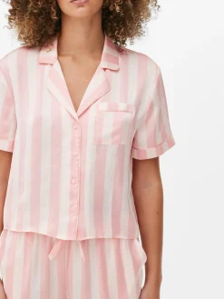 Ensembles Pyjamas|Primark Pyjama Chemise Et Short En Satin Rose clair