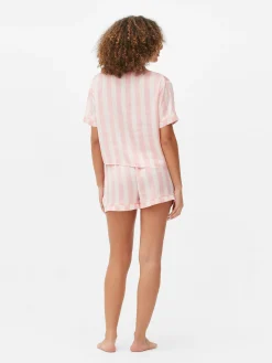 Ensembles Pyjamas|Primark Pyjama Chemise Et Short En Satin Rose clair