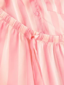 Ensembles Pyjamas|Primark Pyjama Chemise Et Short En Satin Rose clair