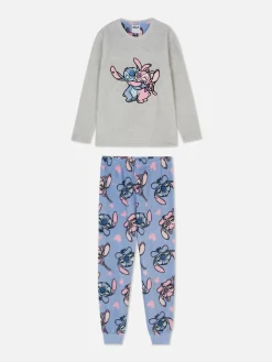 Pyjamas Et Vêtements De Nuit|Primark Pyjama Confortable Disney Stitch & Angel Pour Ado Gris chiné