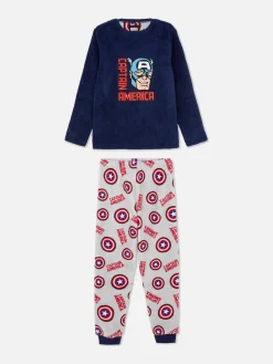 Pyjamas Et Vêtements De Nuit|Primark Pyjama Doux Marvel Captain America Bleu marine