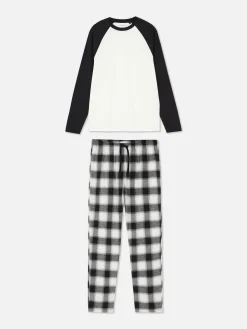 Pyjamas|Primark Pyjama En Coton Brossé à Carreaux Noir