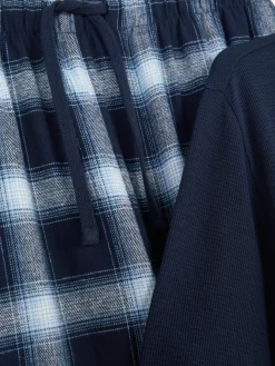 Pyjamas|Primark Pyjama En Coton Brossé à Carreaux Bleu