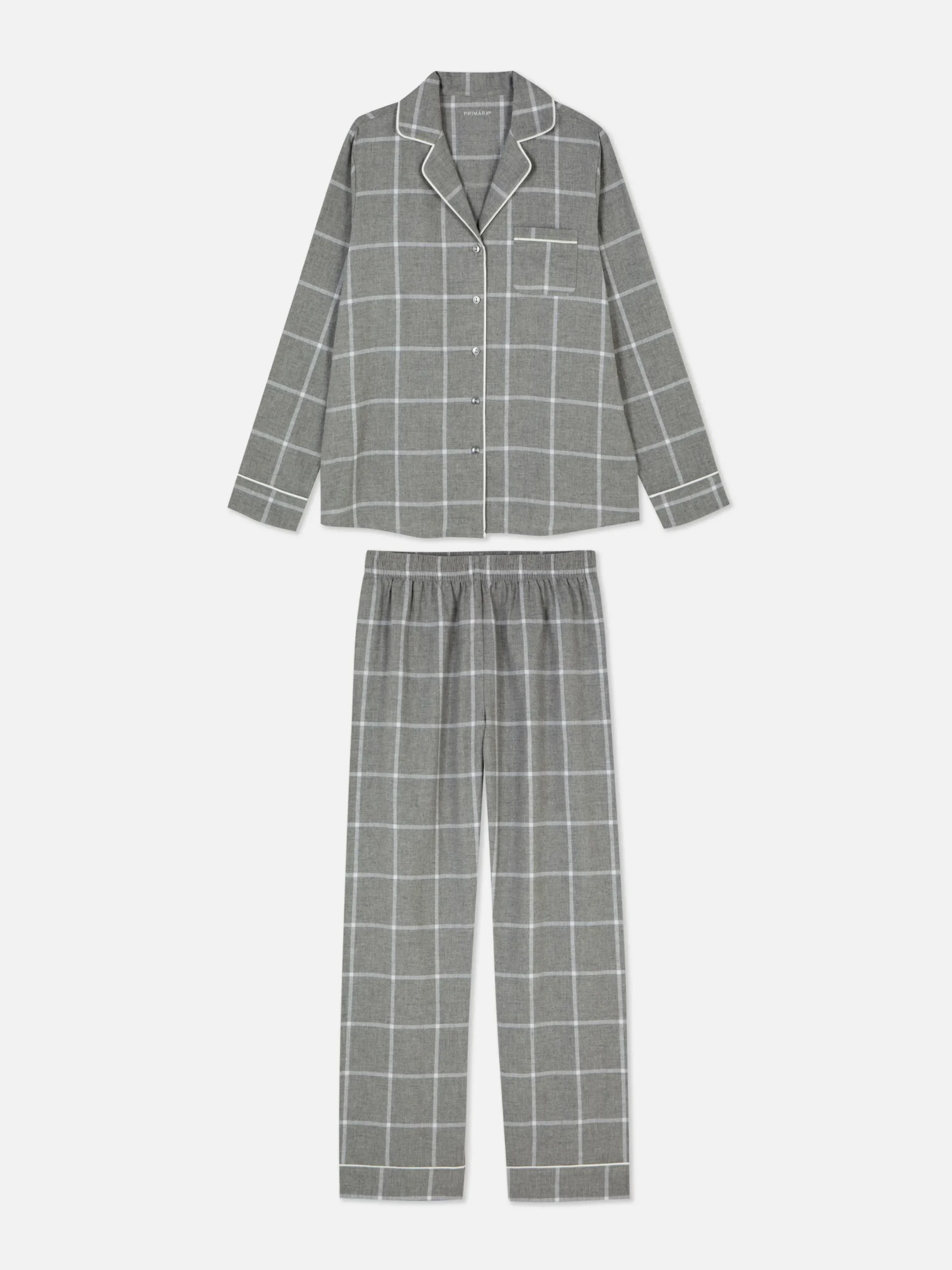Ensembles Pyjamas|Primark Pyjama En Flanelle à Manches Longues Gris