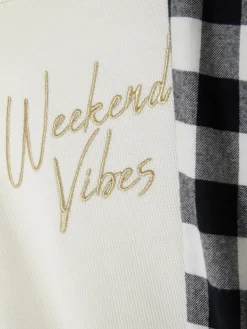 Pyjamas Et Vêtements De Nuit|Primark Pyjama En Flanelle Brodé Noir/Blanc