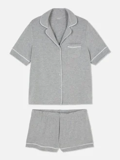 Ensembles Pyjamas|Primark Pyjama En Jersey à Manches Courtes Gris chiné