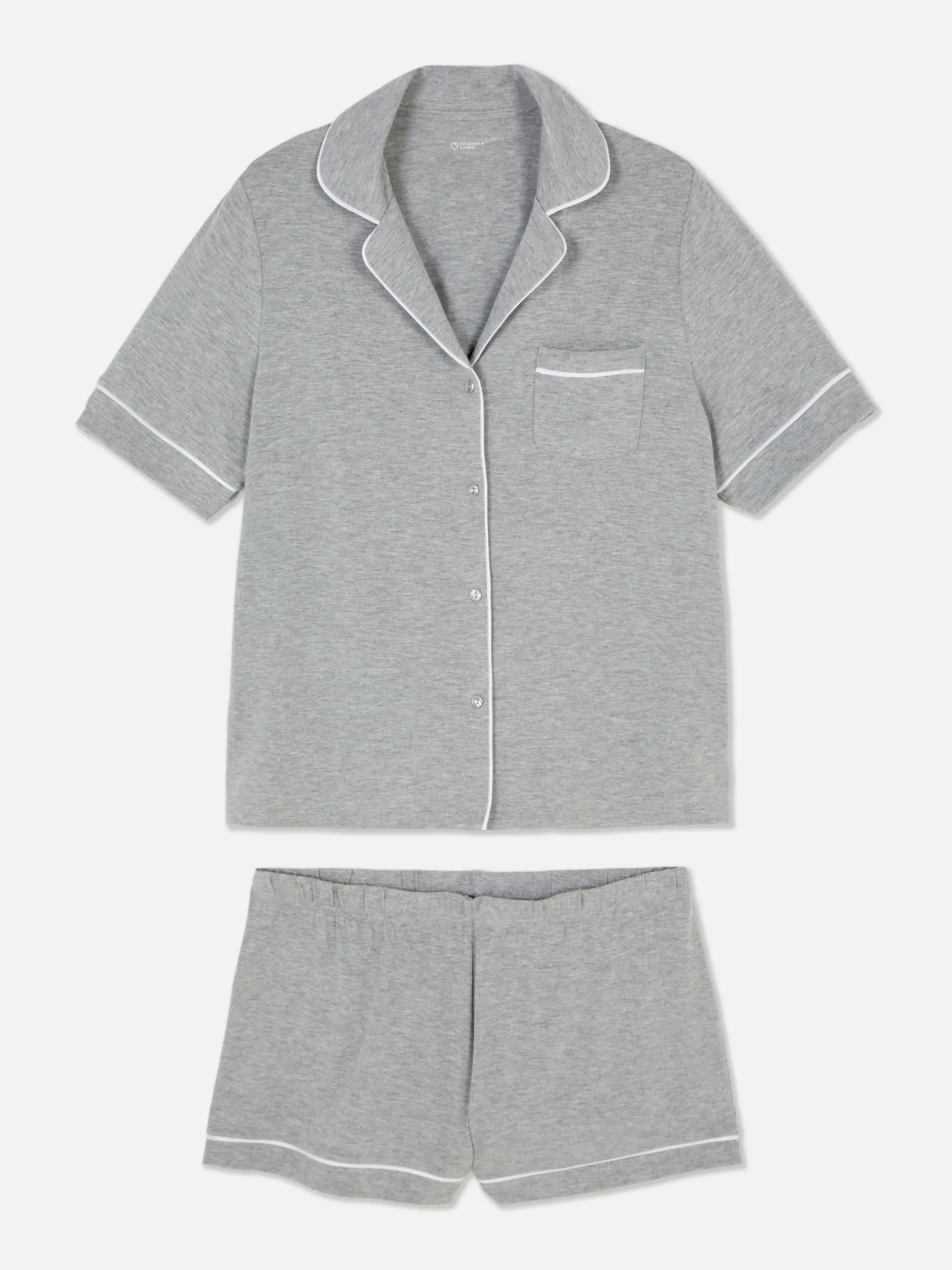 Ensembles Pyjamas|Primark Pyjama En Jersey à Manches Courtes Gris chiné