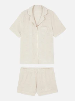 Ensembles Pyjamas|Primark Pyjama En Jersey à Manches Courtes Écru