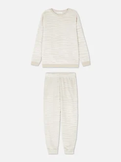 Ensembles Pyjamas|Primark Pyjama En Molleton à Manches Longues Grège