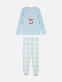 Pyjamas Et Vêtements De Nuit|Primark Pyjama En Molleton à Motif Pop-corn Bleu