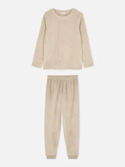Ensembles Pyjamas|Primark Pyjama En Polaire à Texture Câble Beige